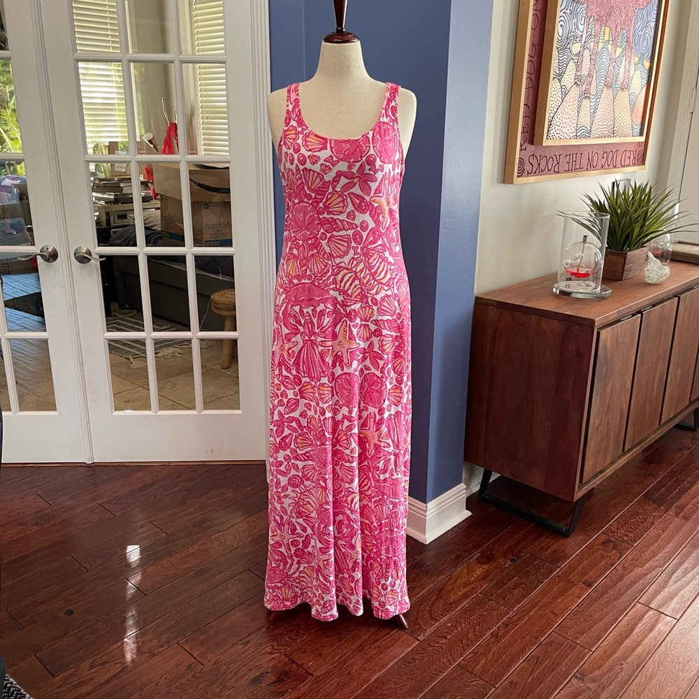 Lilly Pulitzer Pink and White Sleeveless Scoop Neck Sundress